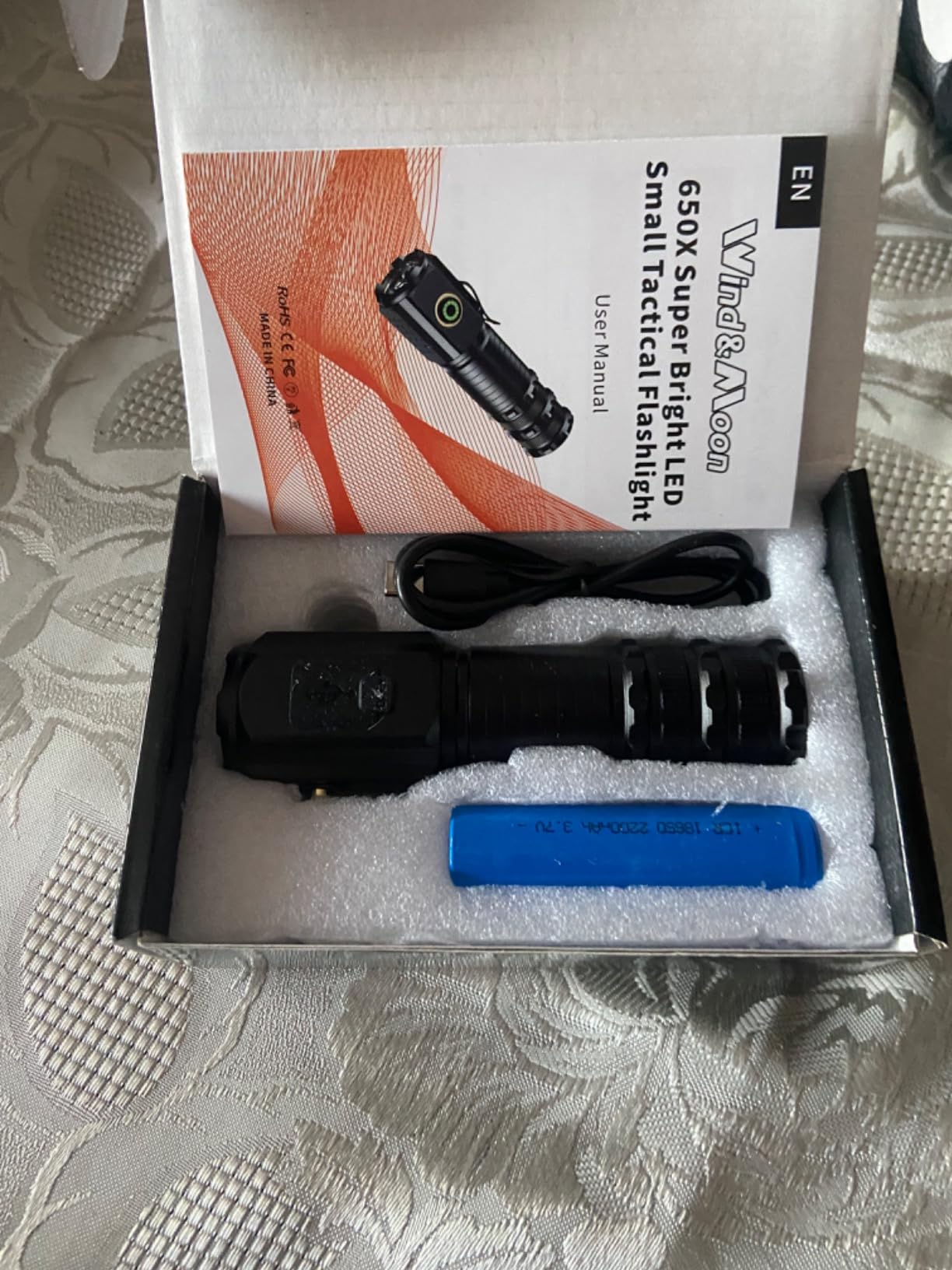 Wind&Moon Mini Torcia LED Ricaricabile 2200mAh IPX5 con Clip