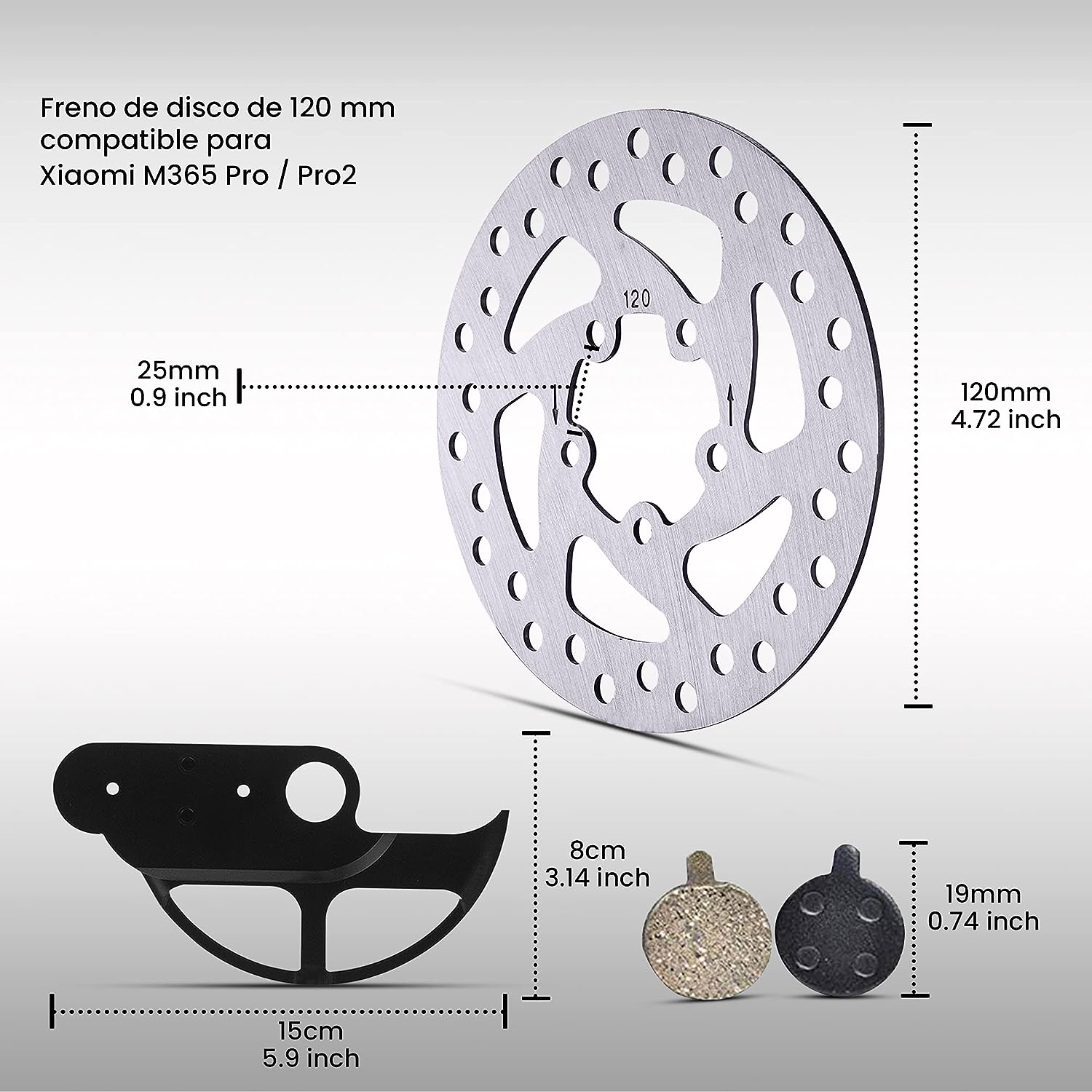 ANSENI Frenos Kit Disco Freno 120mm Xiaomi M365 Pro Pastiglie