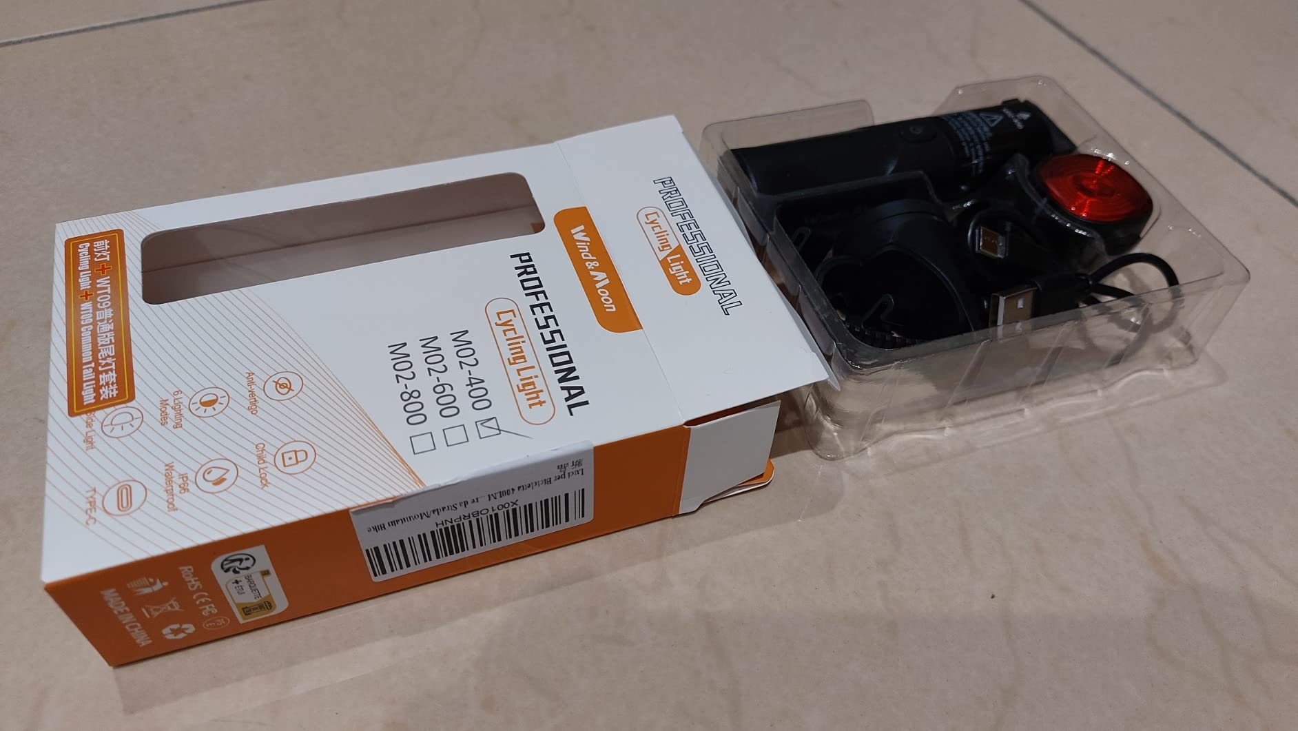 Wind&Moon Combined Lamp 400LM set luci bici USB 6 modalità