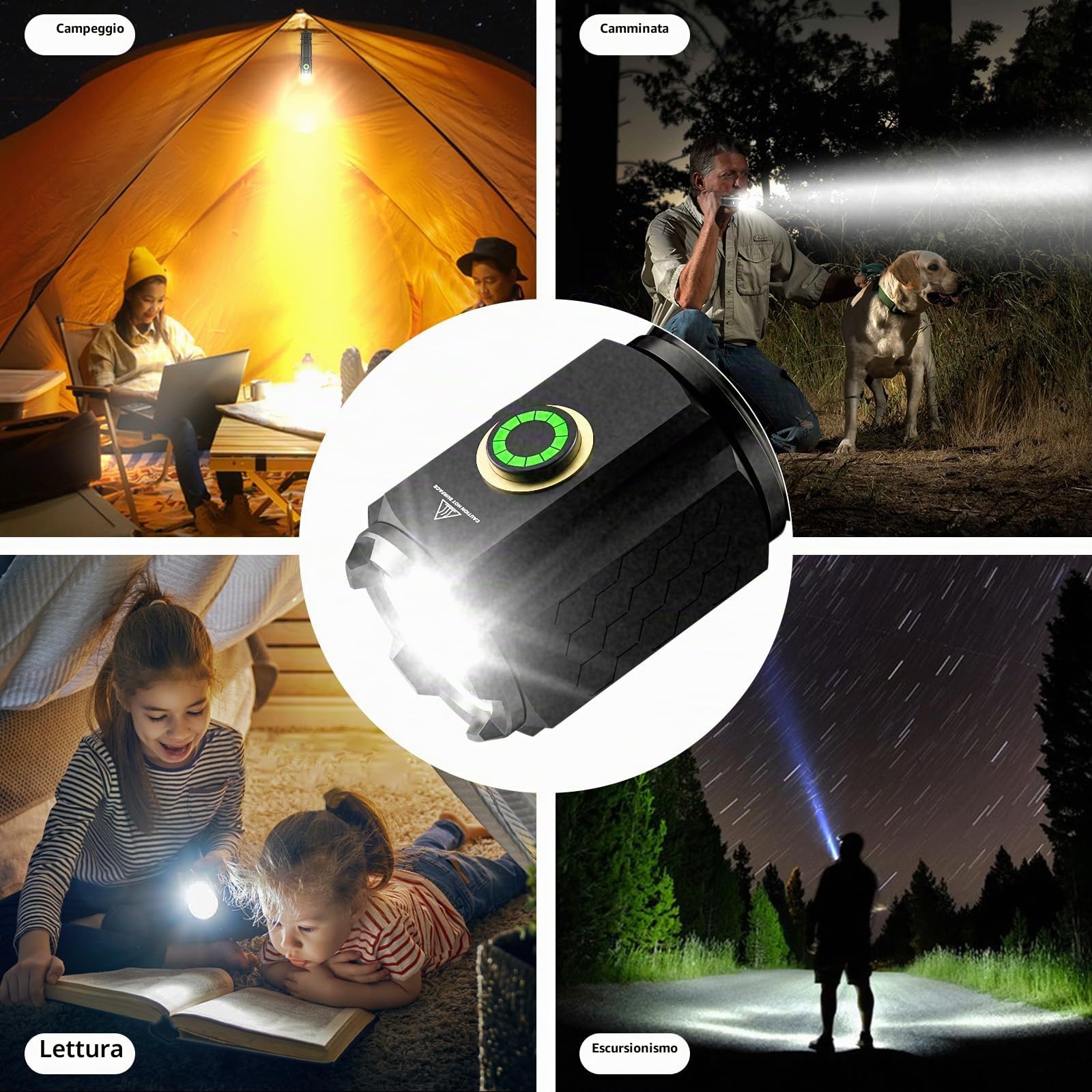 Wind&Moon Mini Torcia LED Ricaricabile 2200mAh IPX5 con Clip