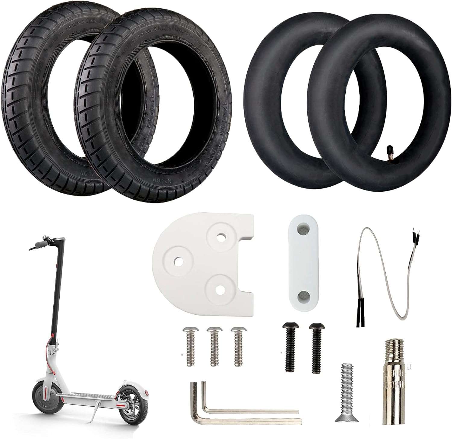 ANSENI Kit ruote Wanda 10 pollici bianche + camere per Xiaomi M365