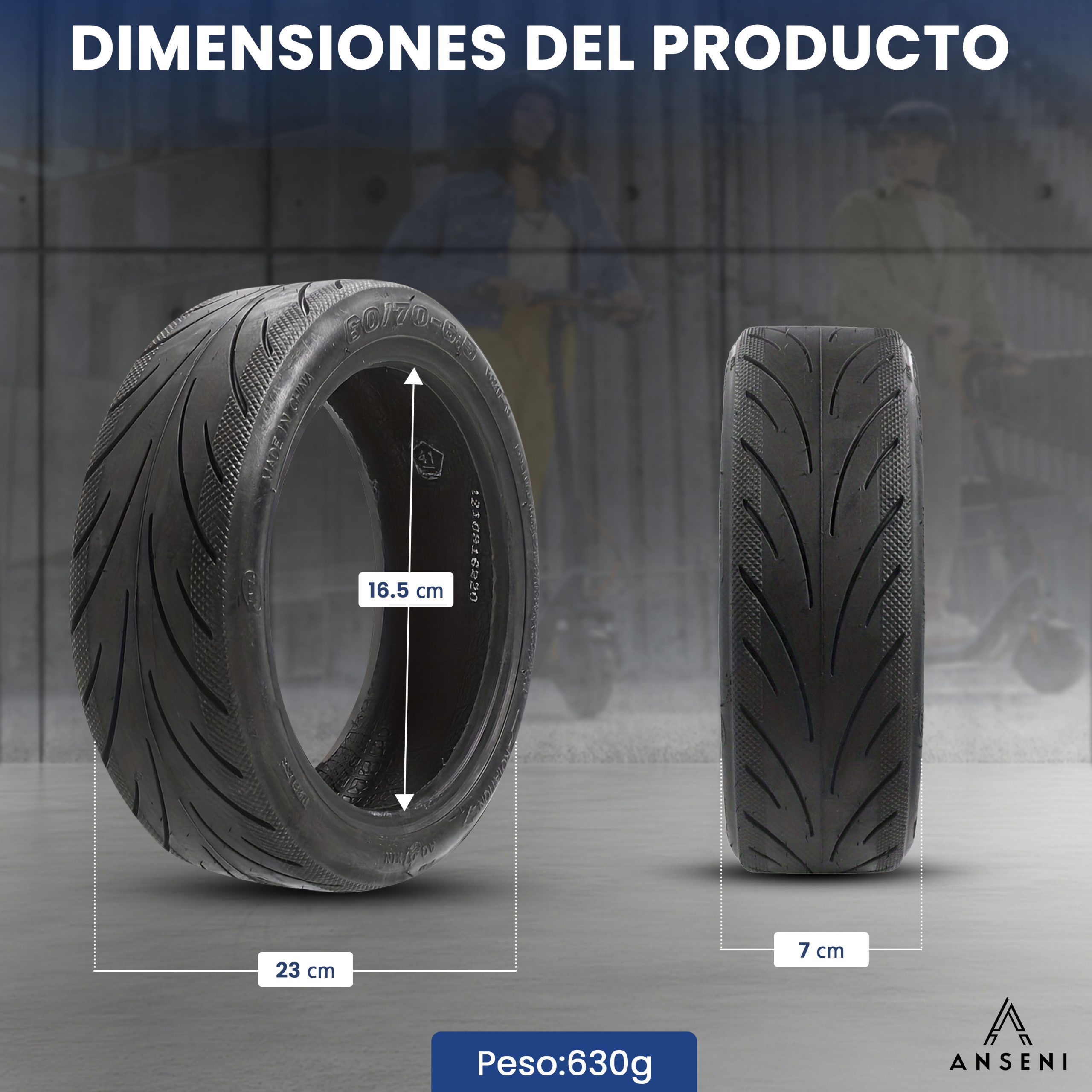 ANSENI Cubiertas 60/70-6.5 Pneumatico Tubeless 10" Ninebot G30 1pz