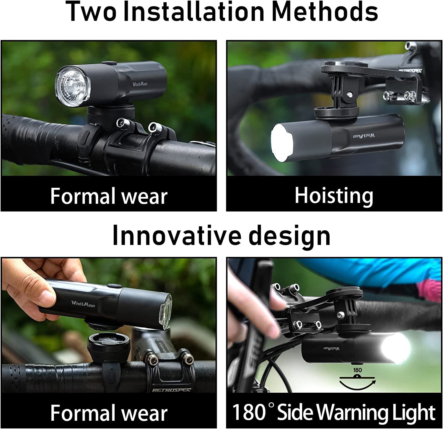 Wind&Moon Combined Lamp set luci bici LED 800LM USB