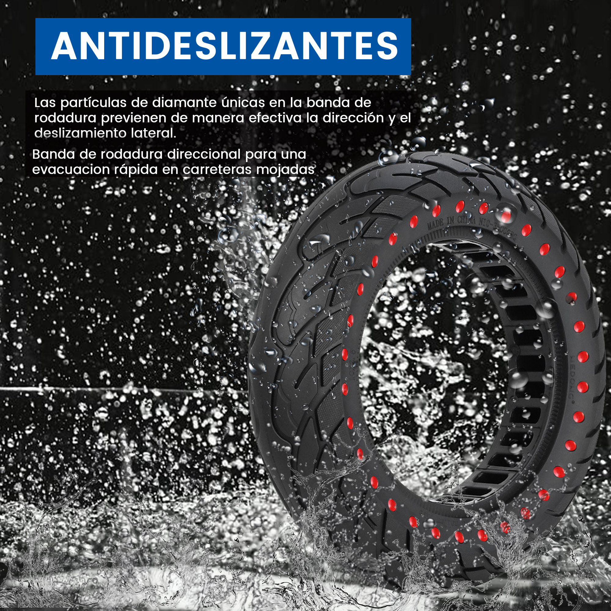 ANSENI Ruedas macizas ruote piene 10 pollici 10x2.125 punto rosso 2pz