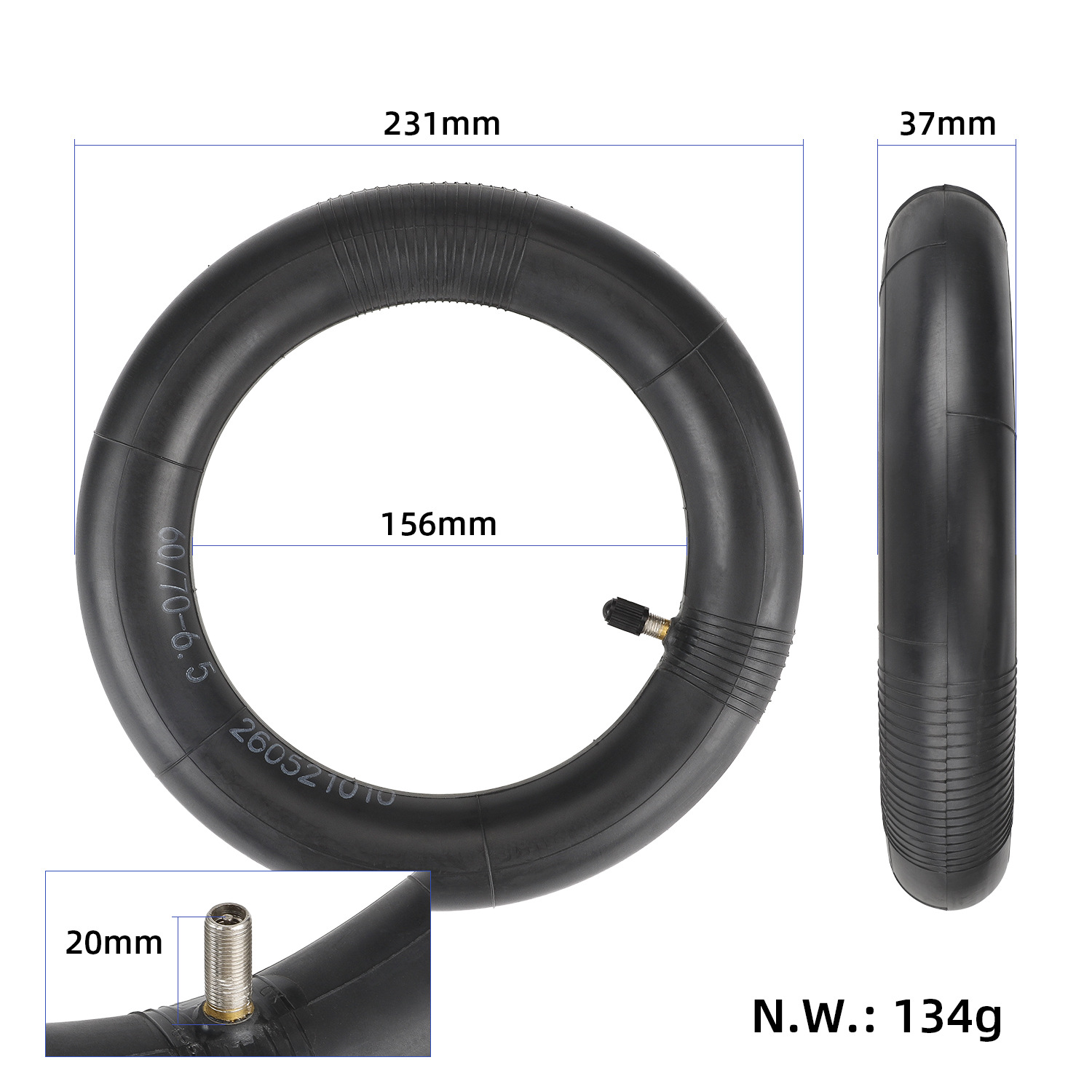 ANSENI Camera Aria Rinforzata 60/70-6.5 10" Segway G30 Valvola Dritta