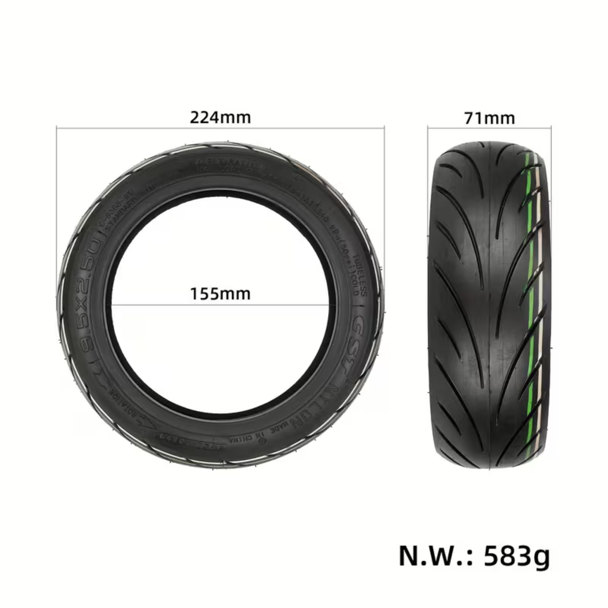 ANSENI copertone tubeless 9" 9,5x2,5 monopattino NIU KQi3
