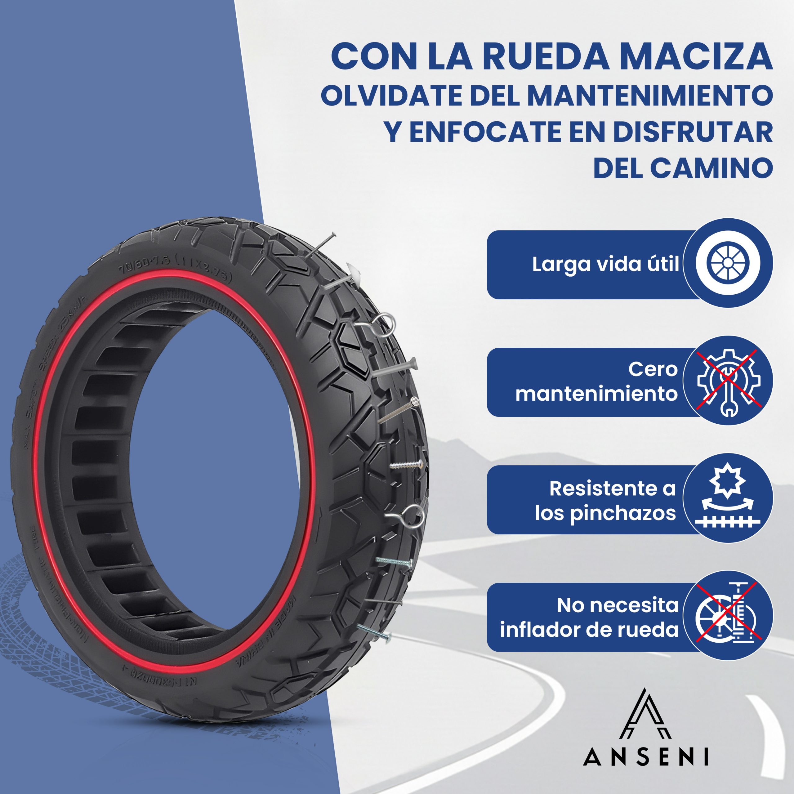 ANSENI Ruedas macizas ruota piena 11" 70/60-7.5 ZT3 Pro