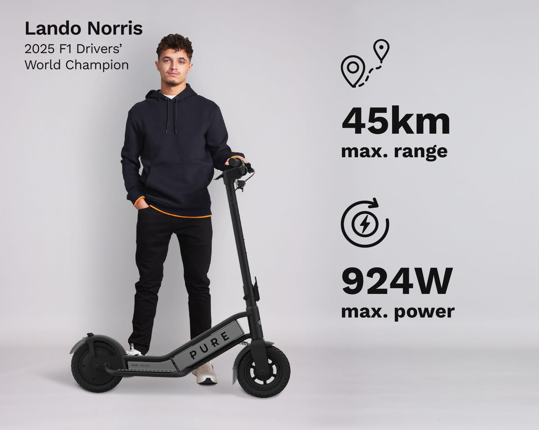 Pure Escape monopattino elettrico Black Gunmetal autonomia 44 km