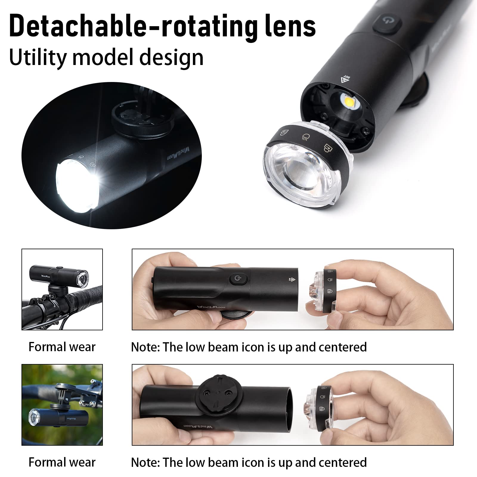 Wind&Moon Bicycle Headlights 400LM faro bici USB 400 lumen