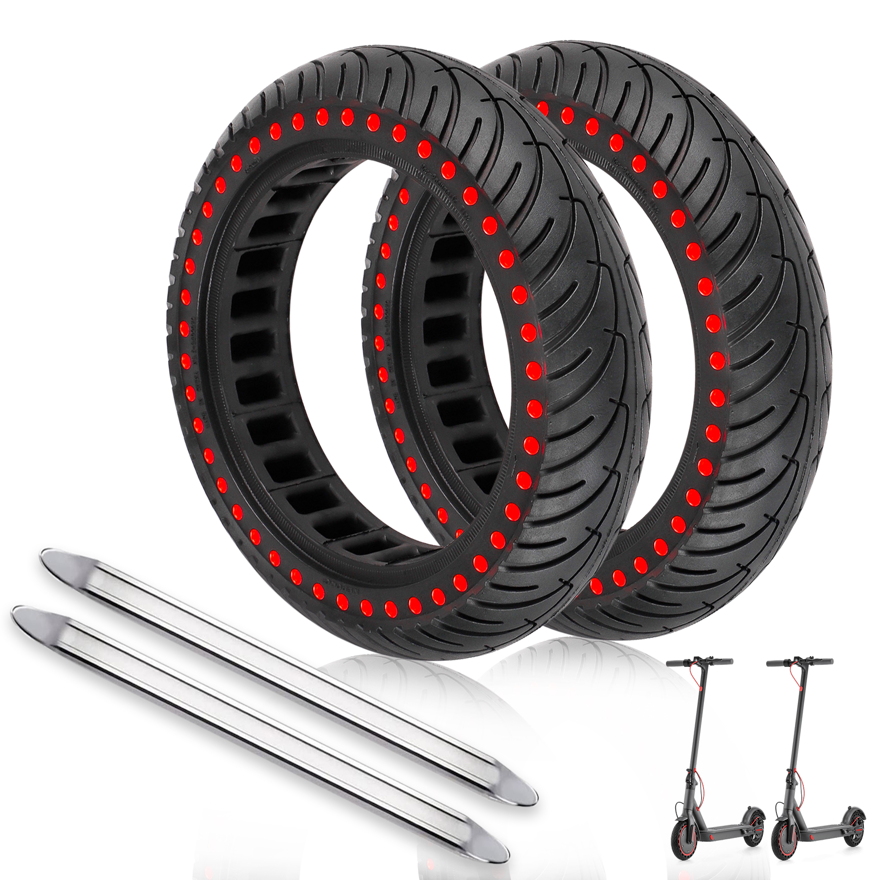 ANSENI Ruedas macizas 8.5x2 gomma piena punto rosso 2pz