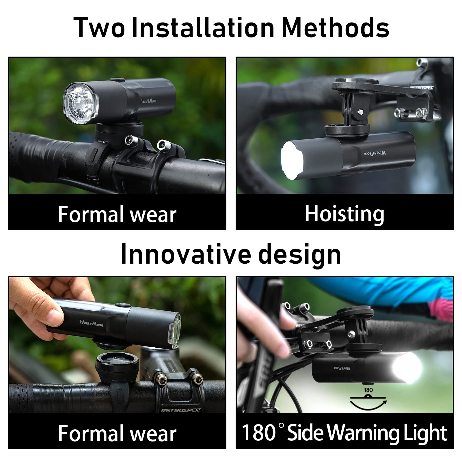 Wind&Moon 400LM luce bici anteriore USB IP66 bianca