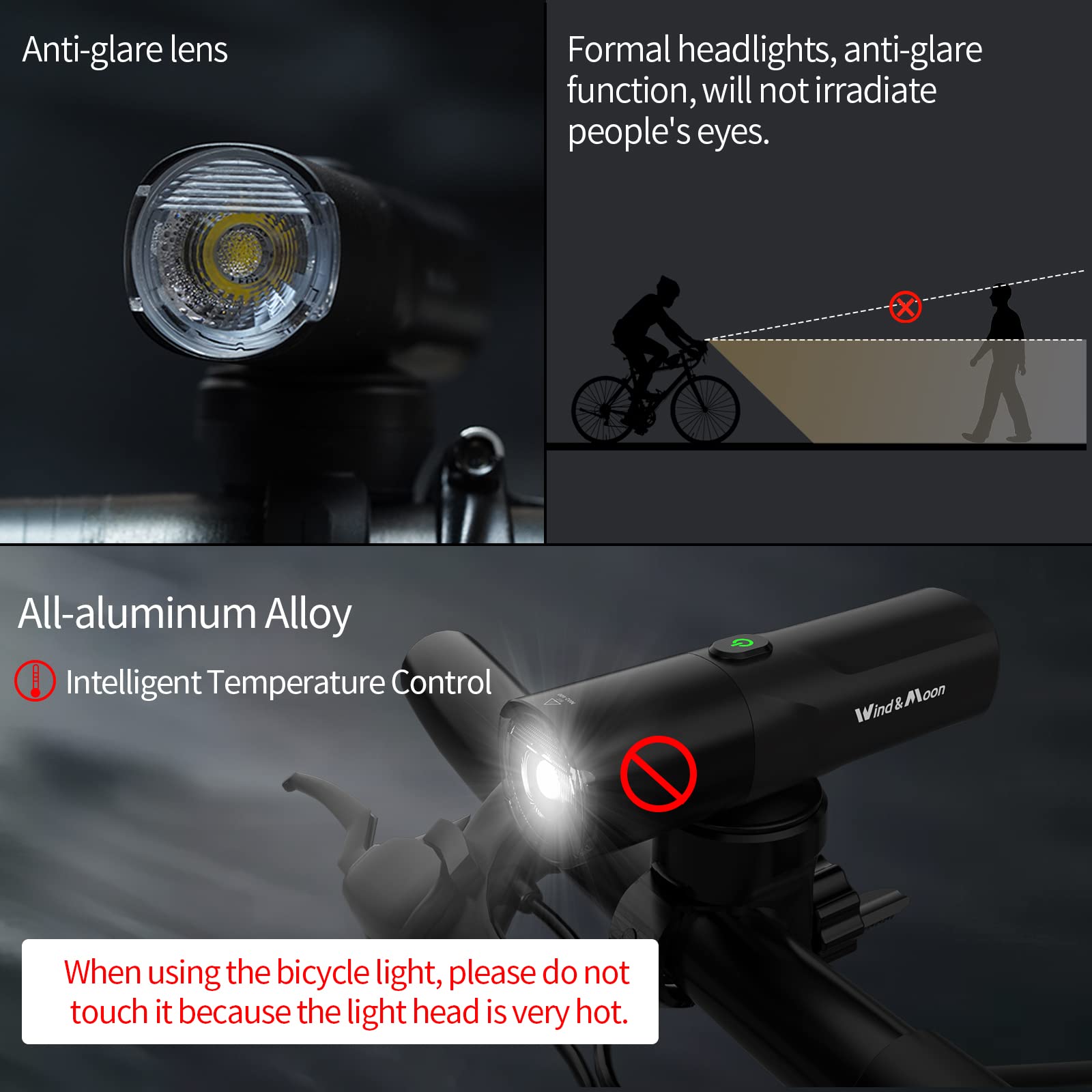 Wind&Moon Combined Lamp set luci bici LED 800LM USB