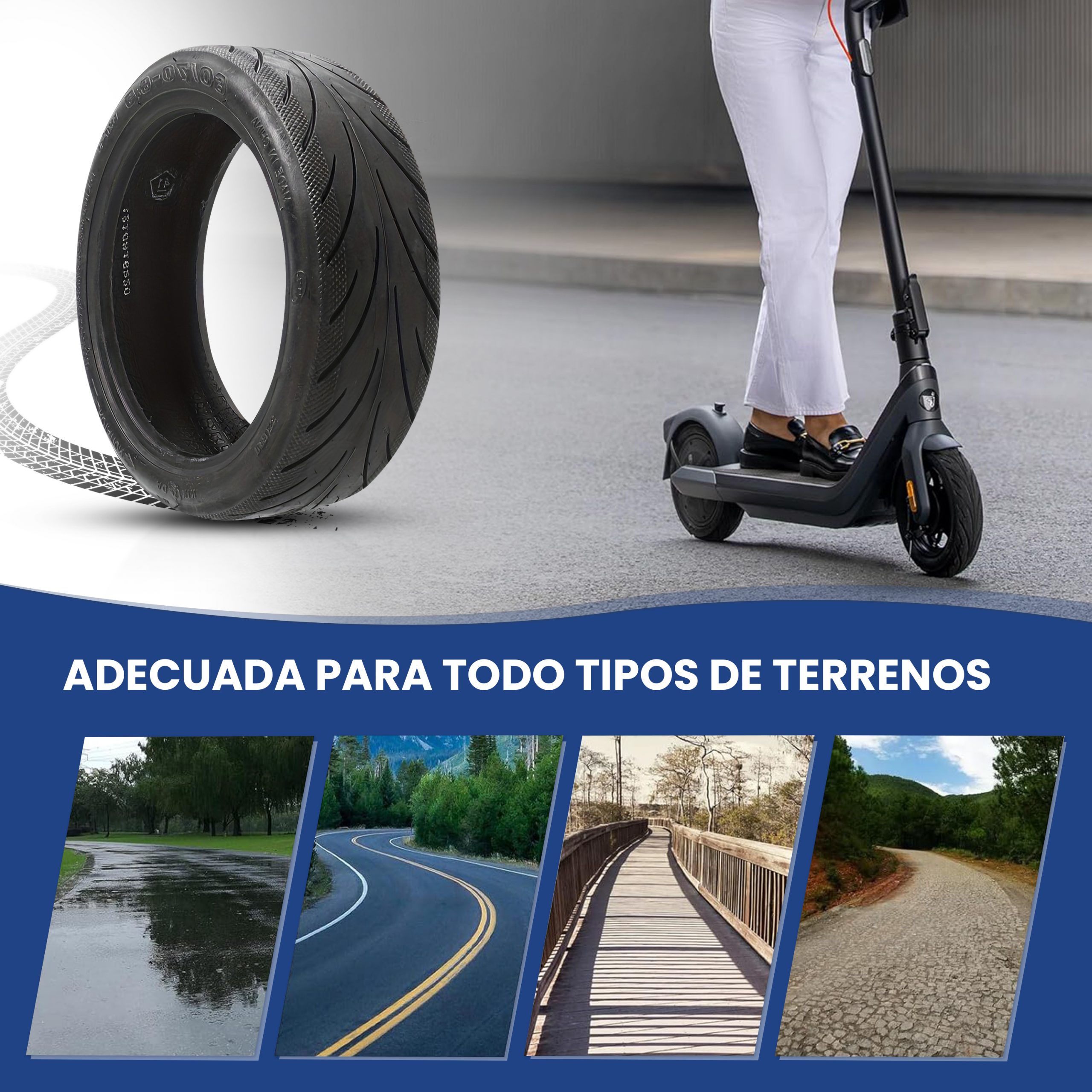 ANSENI Cubiertas 60/70-6.5 Pneumatico Tubeless 10" Ninebot G30 1pz
