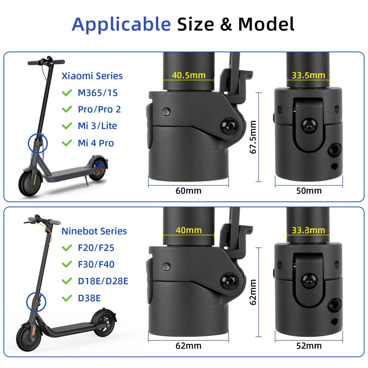 Aibiku Morsetto pieghevole monopattino Xiaomi Ninebot
