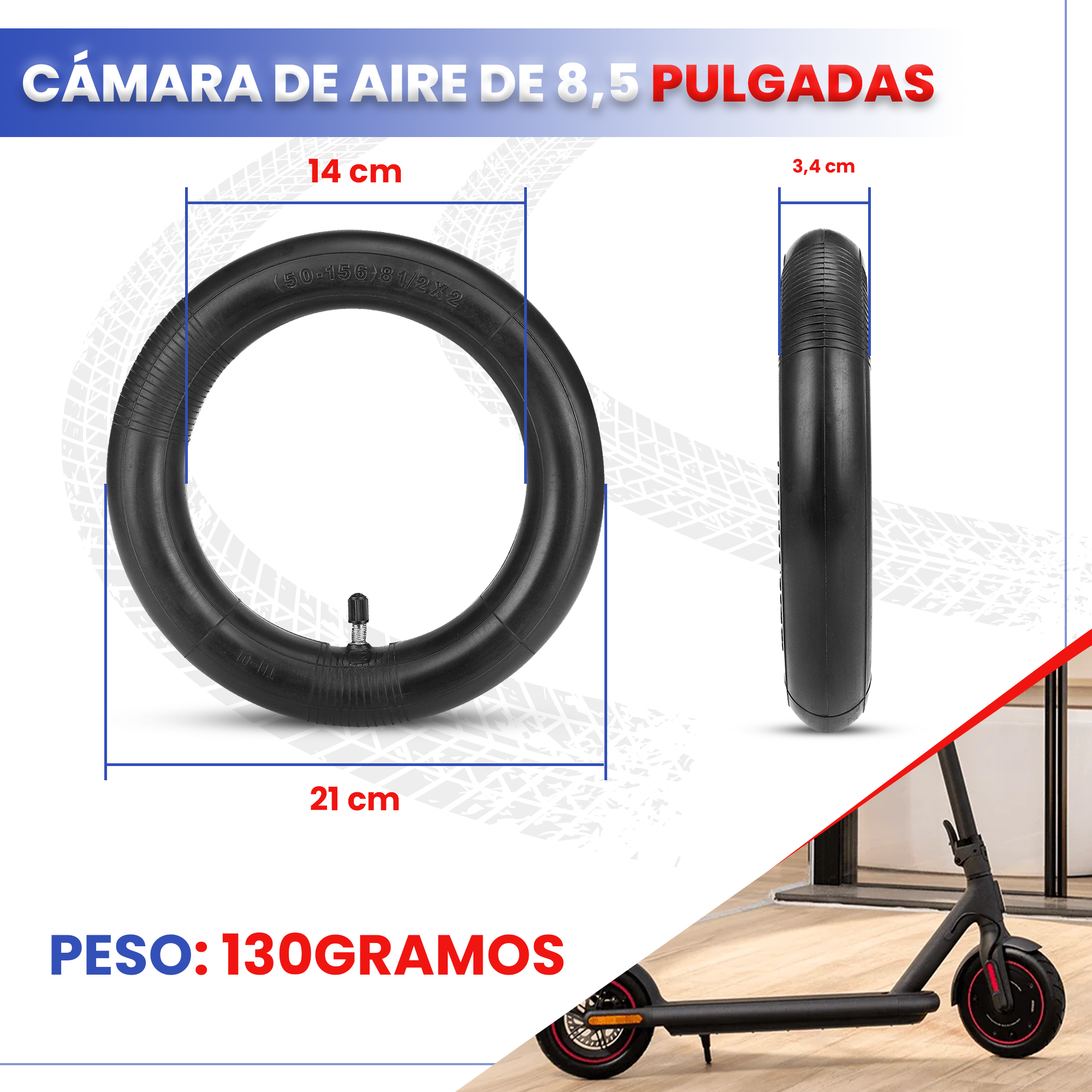 ANSENI Cámaras Camera Aria 8,5 Pollici Valvola Dritta 140g