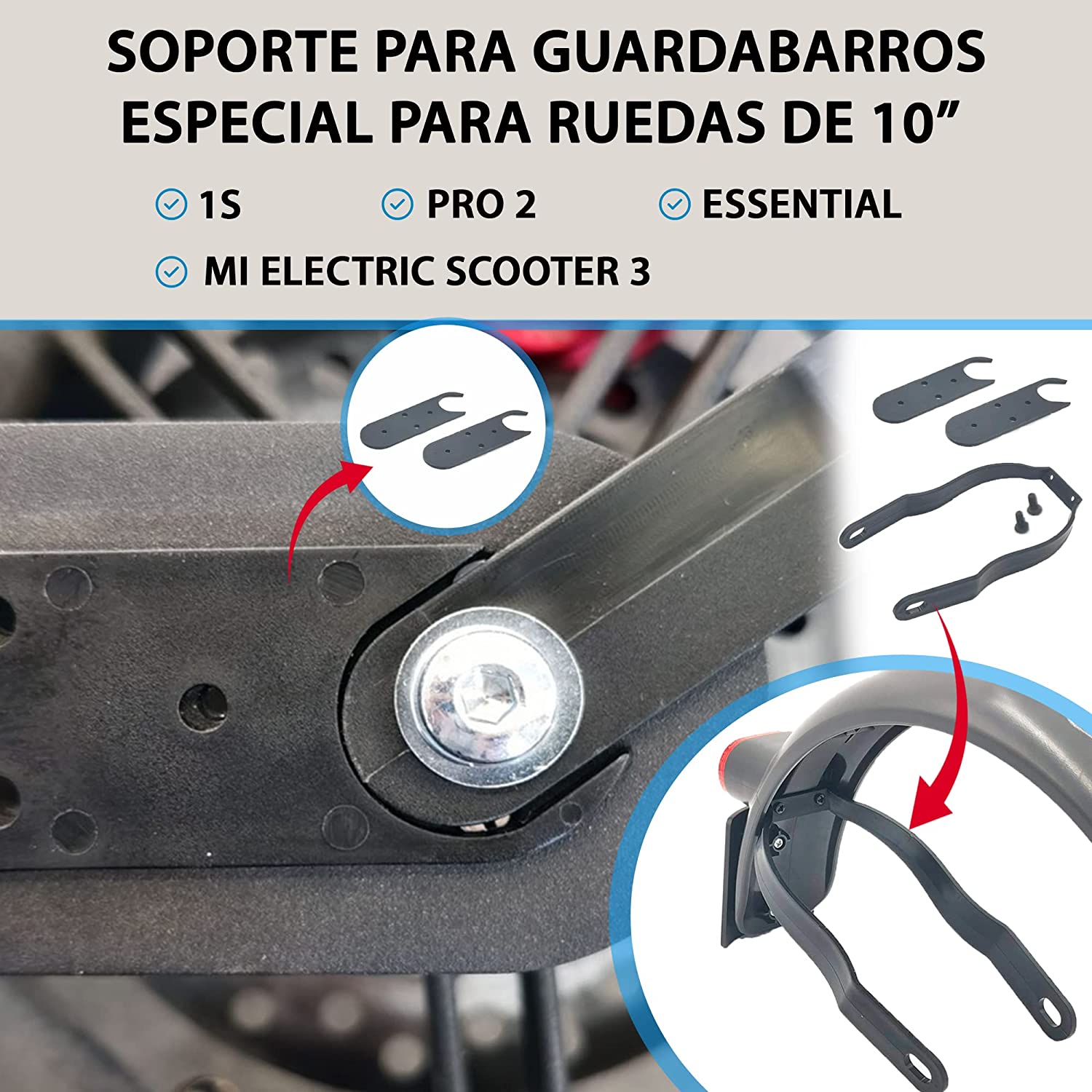 ANSENI Guardabarros Supporto parafango monopattino 10x2 nero