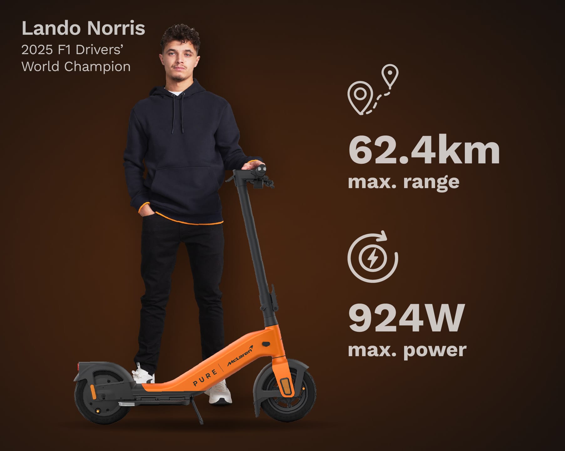 Pure x McLaren monopattino elettrico Papaya autonomia 50 km