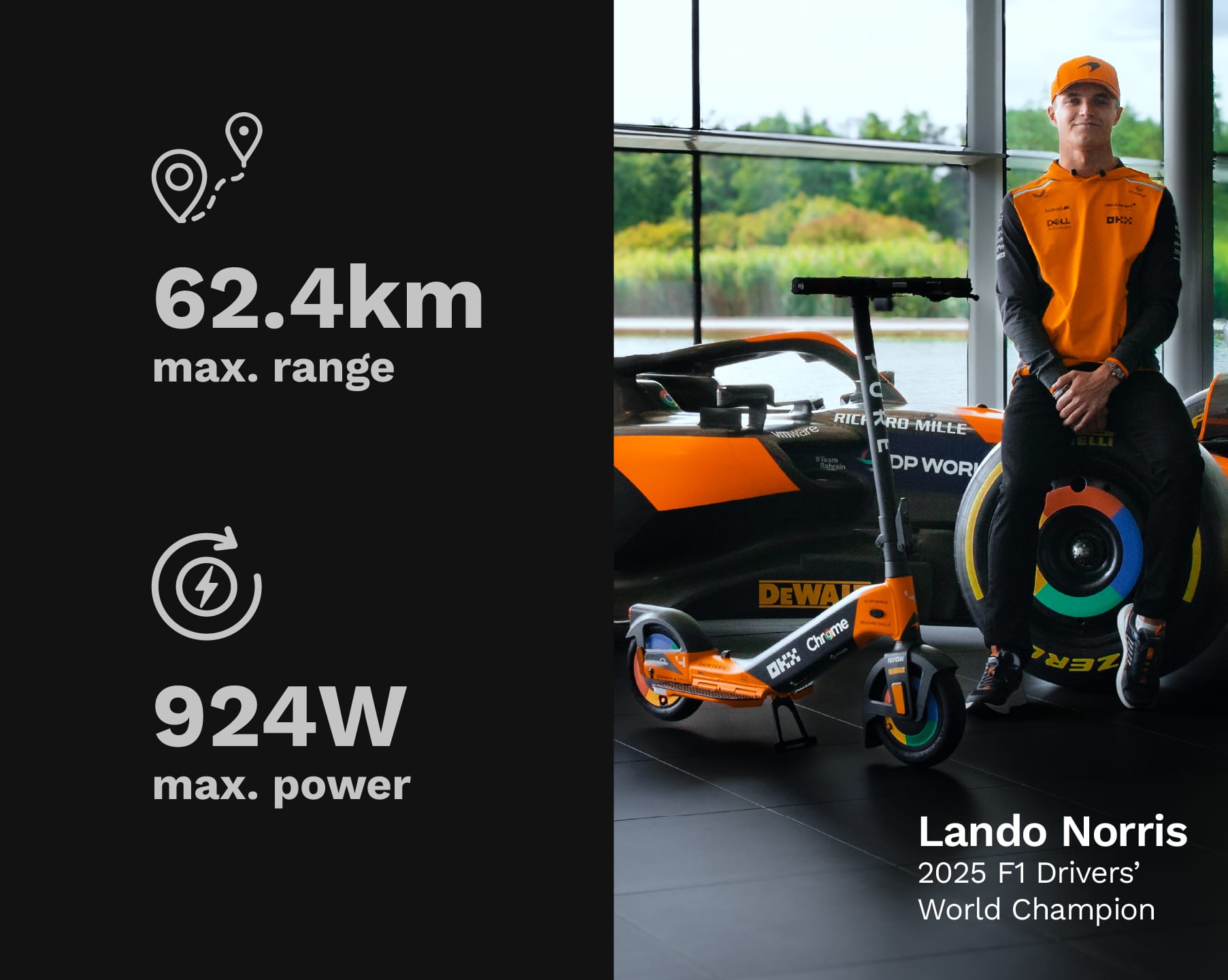 Pure x McLaren MCL38 monopattino elettrico MCL-38 autonomia 50 km
