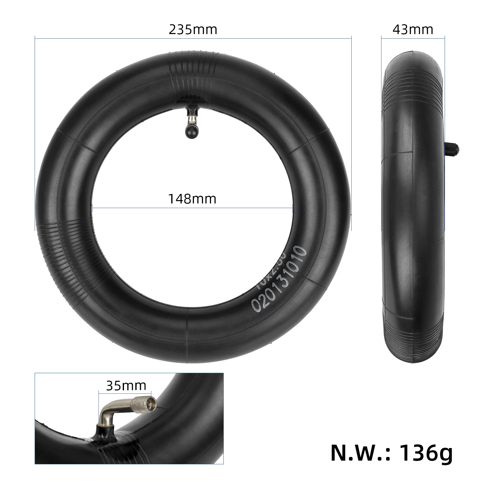 ANSENI Camera d'aria rinforzata 10x2.50 valvola 90° 1 pz