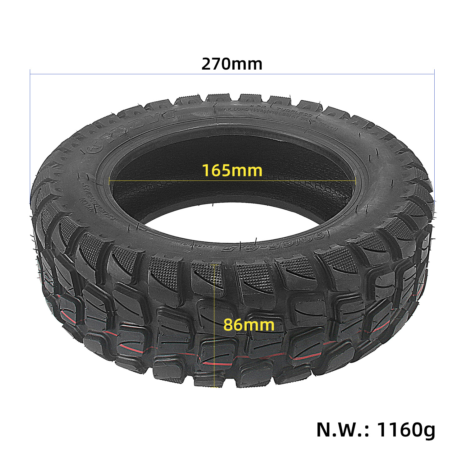 ANSENI Cubiertas TUOVT 11x3 gomma tubeless offroad 90/65-6.5