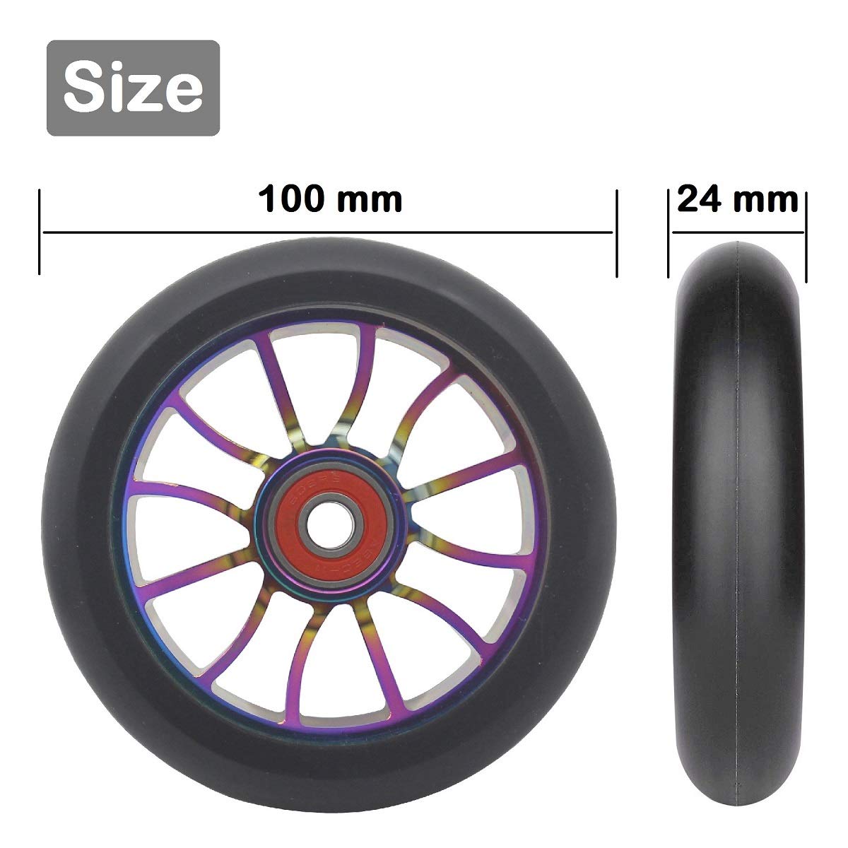 Aibiku Ruote Pro Stunt Scooter 100mm Ruote Monopattino 2 Pezzi 88A