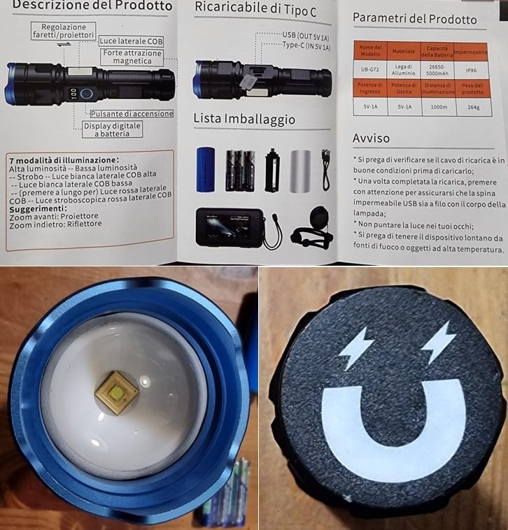 Wind&Moon Bicycle Headlights Torcia LED Ricaricabile Magnetica IPX6