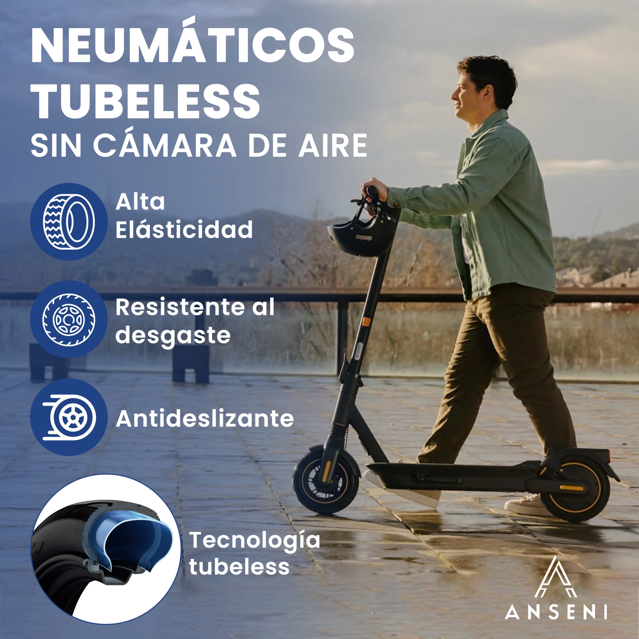 ANSENI Cubiertas 60/70-6.5 Pneumatico Tubeless 10" Ninebot G30 1pz