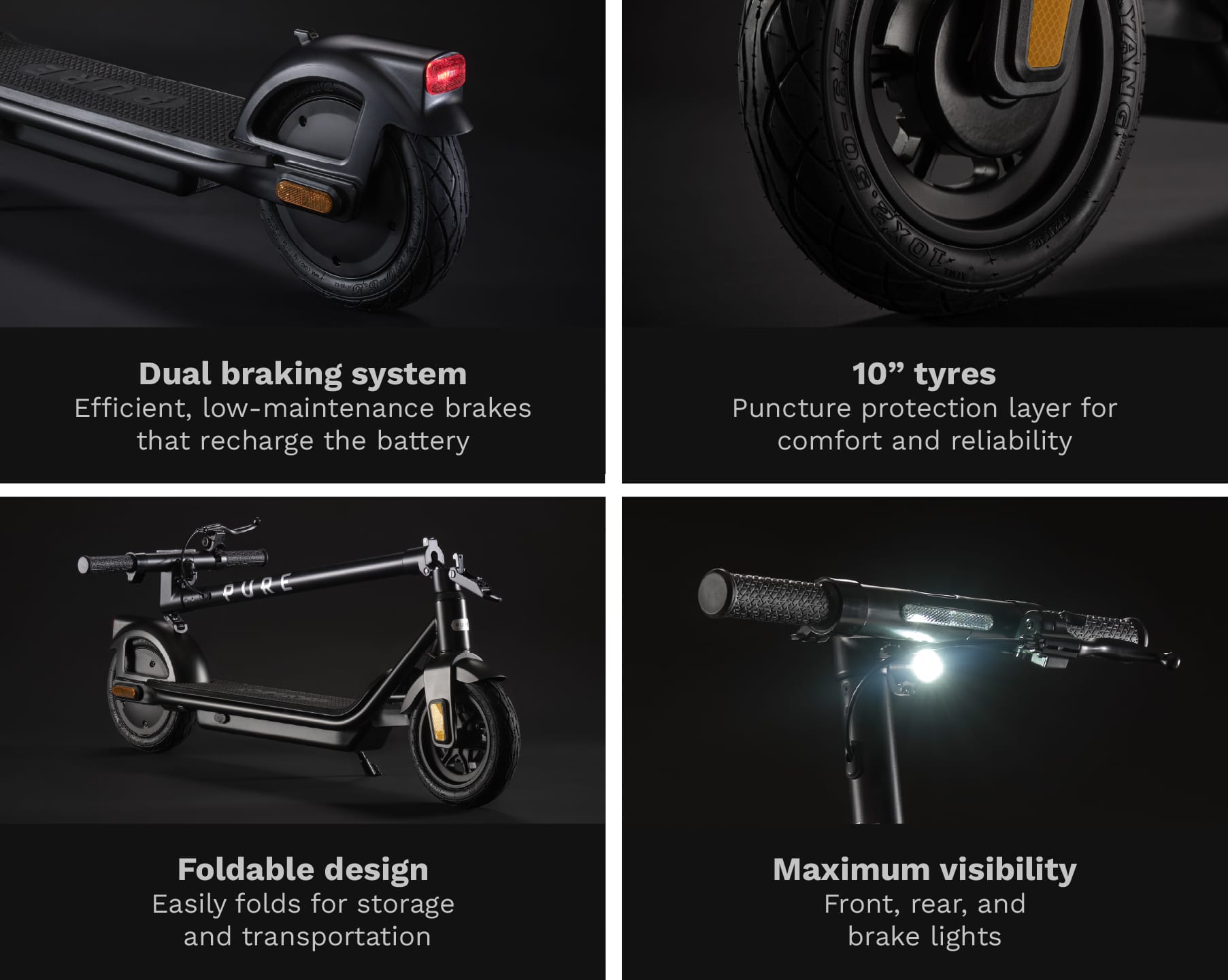 Pure Air⁵ monopattino elettrico nero 10" autonomia 46km