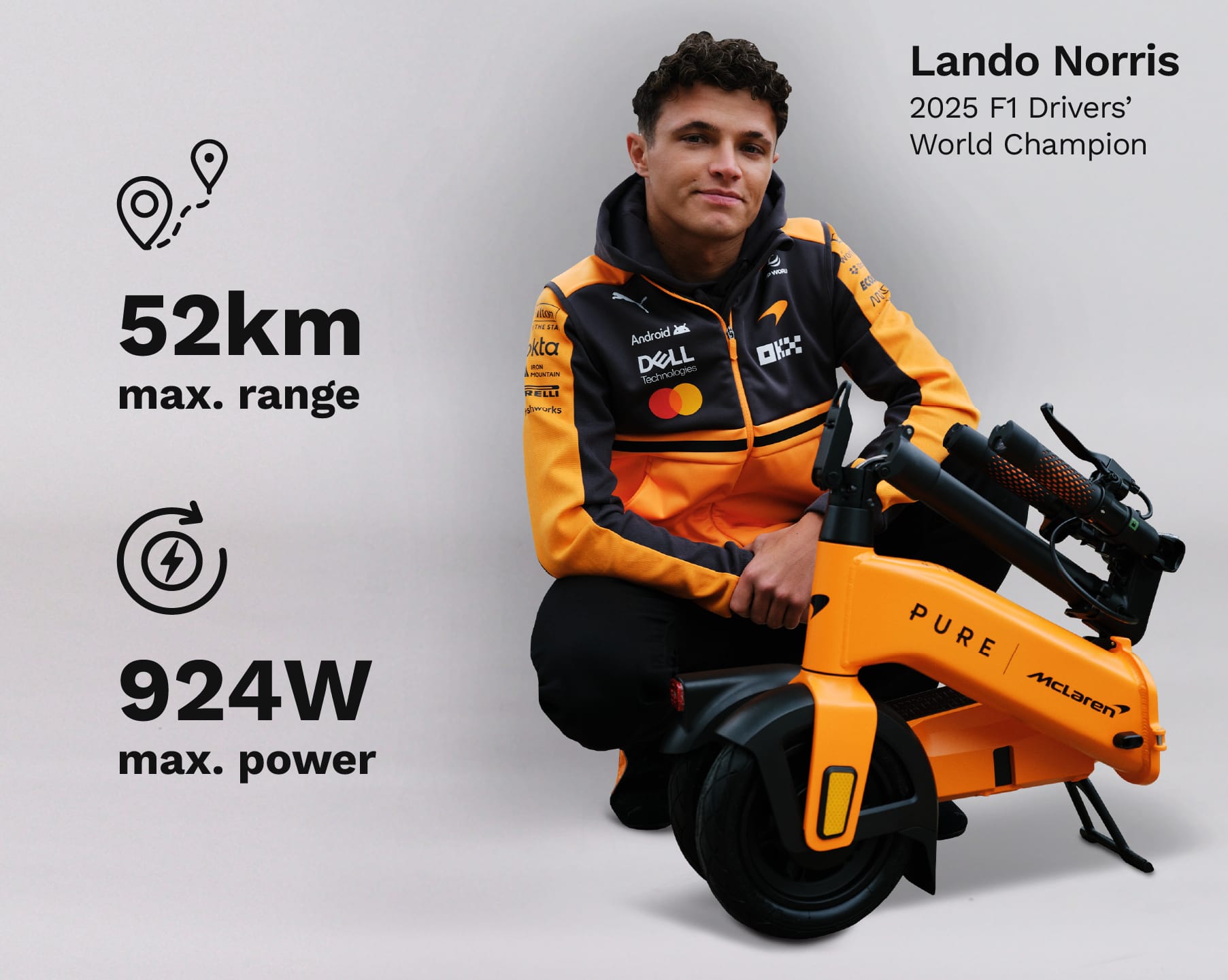 Pure x McLaren Flex monopattino elettrico Papaya 40 km