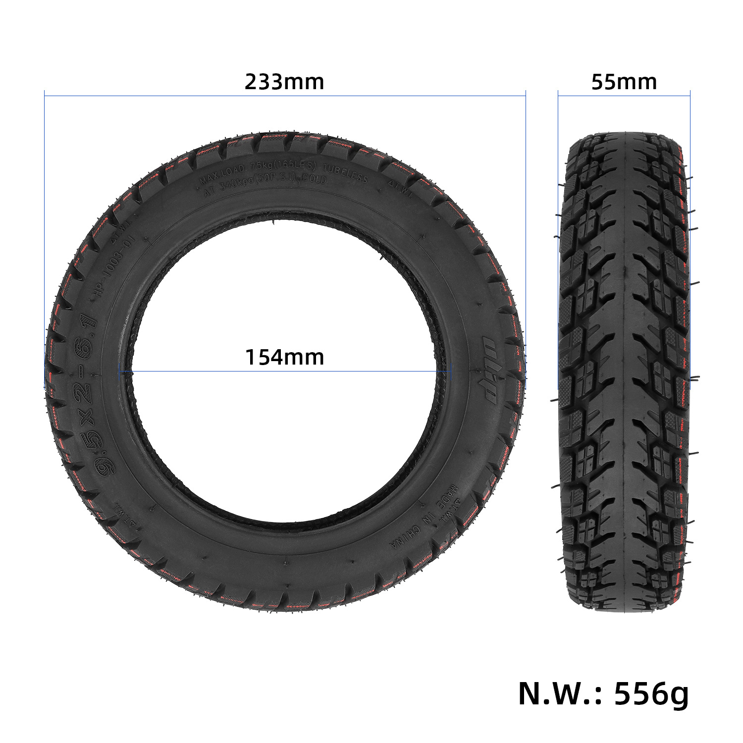 ANSENI Coperture 9,5x2-6.1 pneumatico tubeless offroad 10"