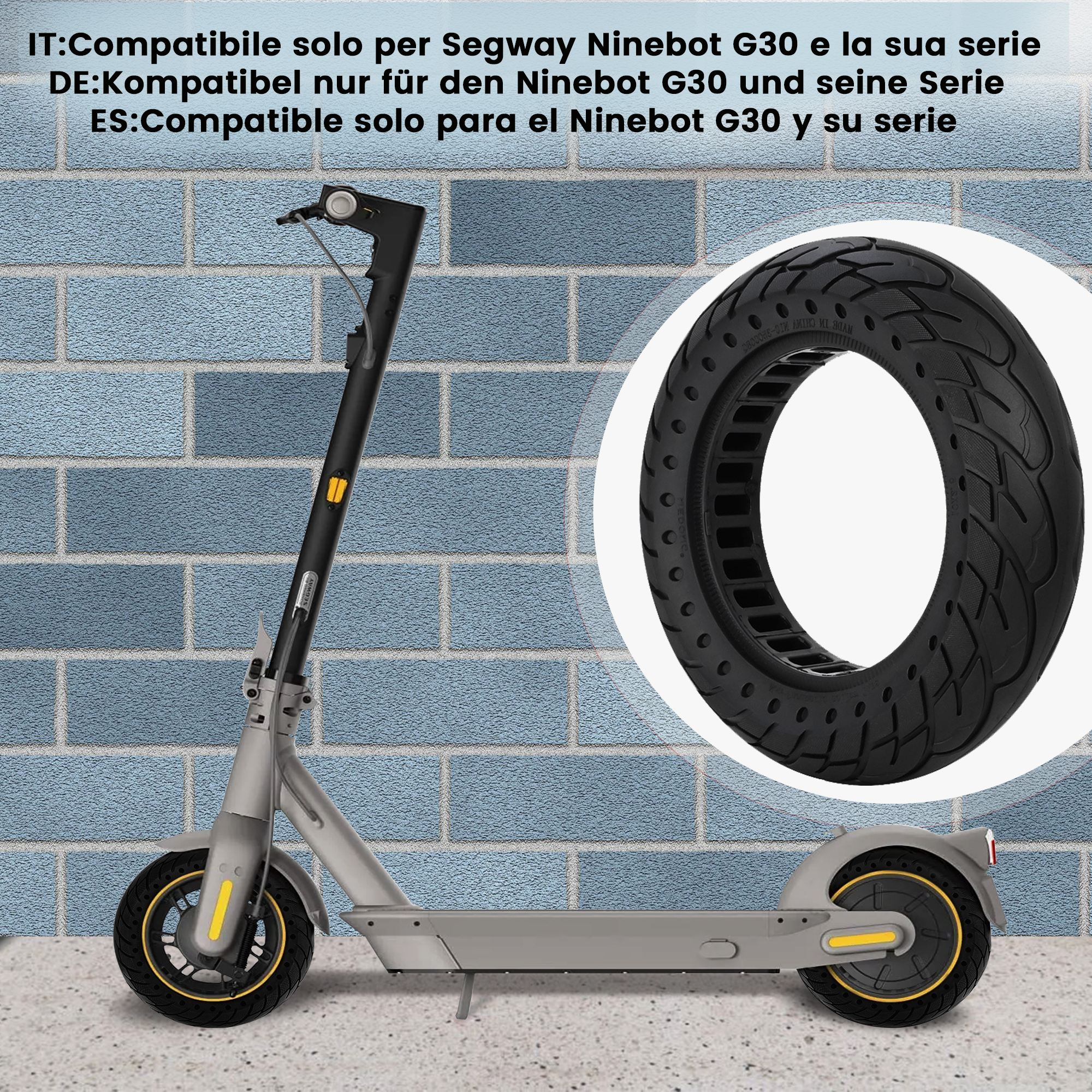 Anseni G30 Max Ruota Piena 10x2.5 Ultraleggera Nera