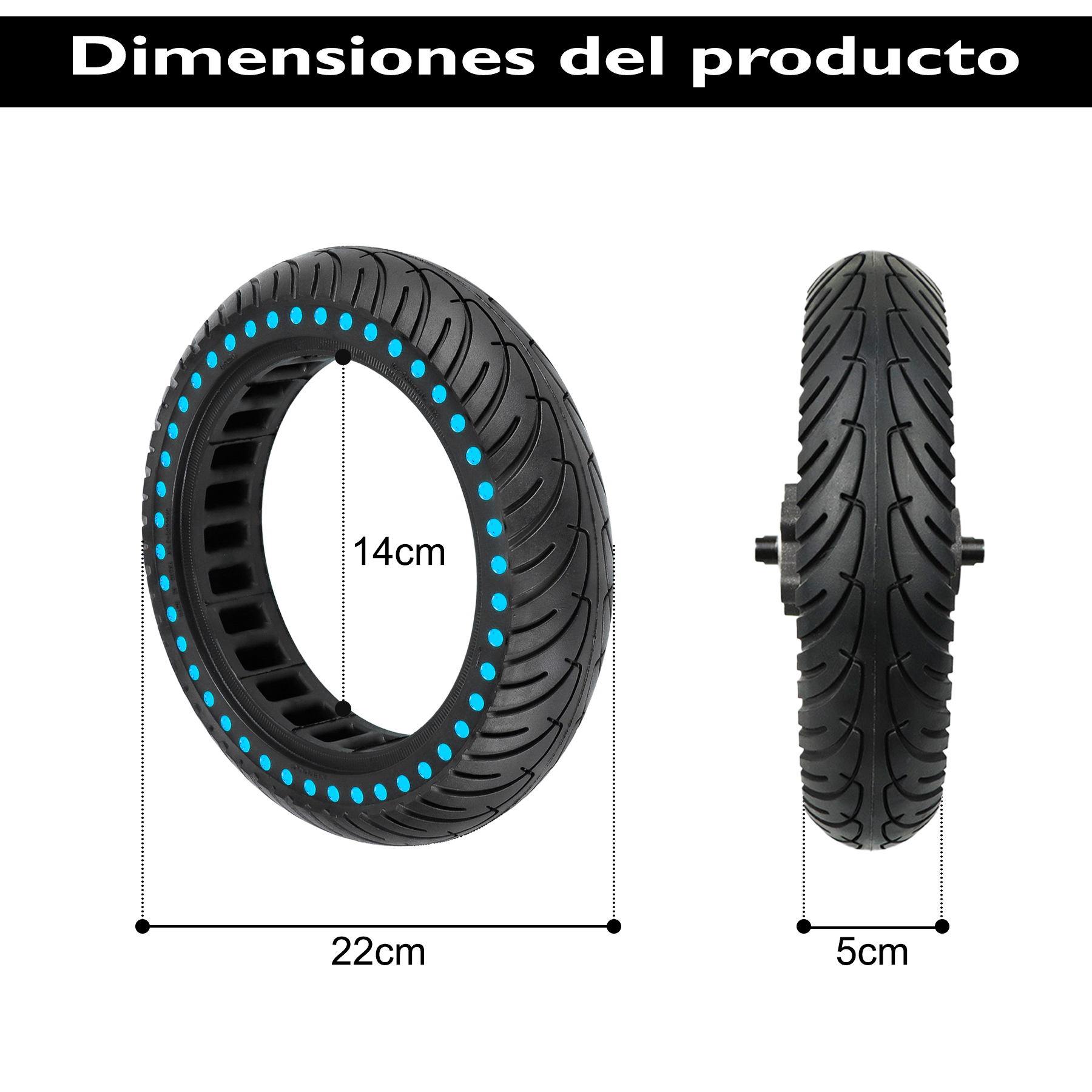 ANSENI Ruedas macizas Ruota piena monopattino 8.5x2 punto blu