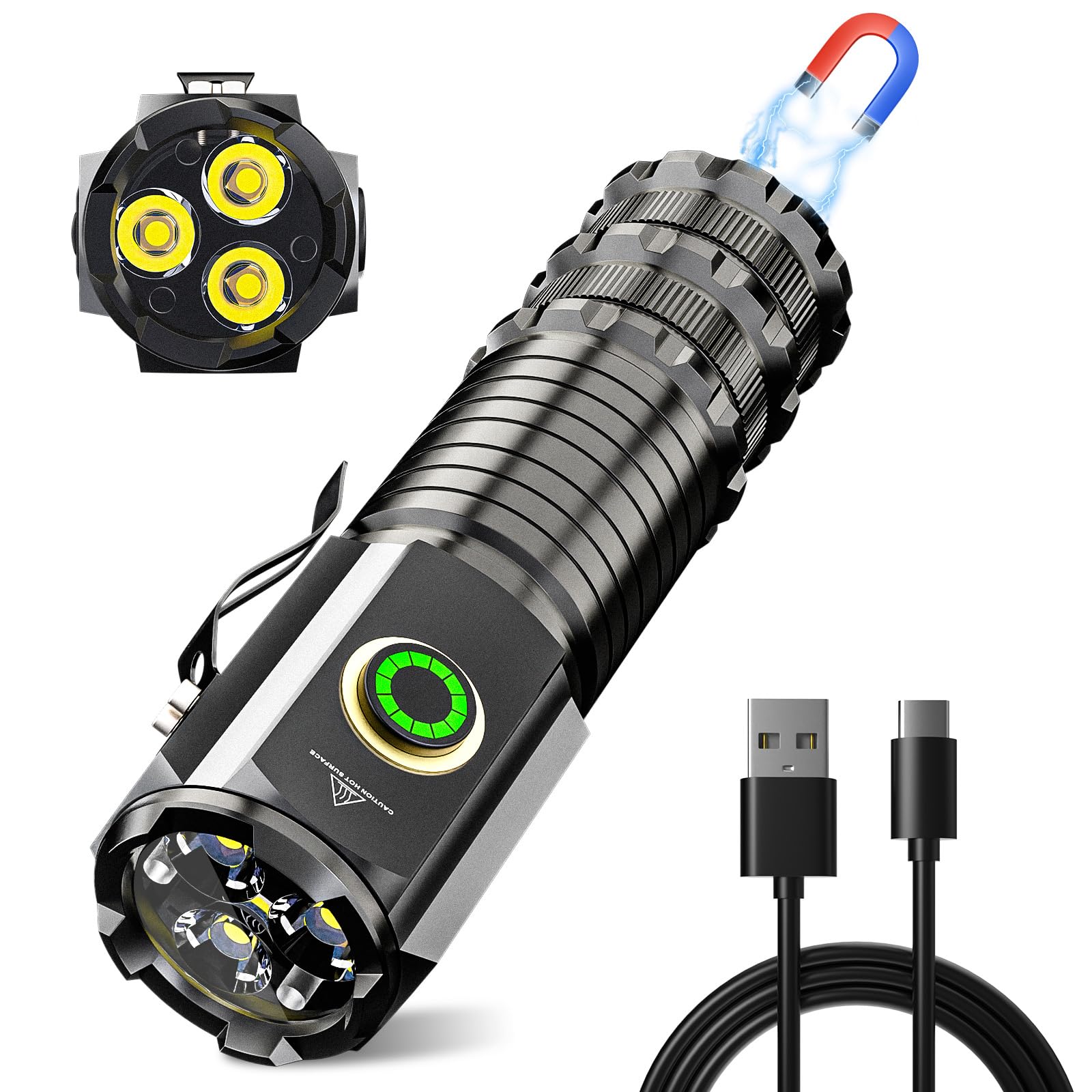 Wind&Moon Mini Torcia LED Ricaricabile 2200mAh IPX5 con Clip