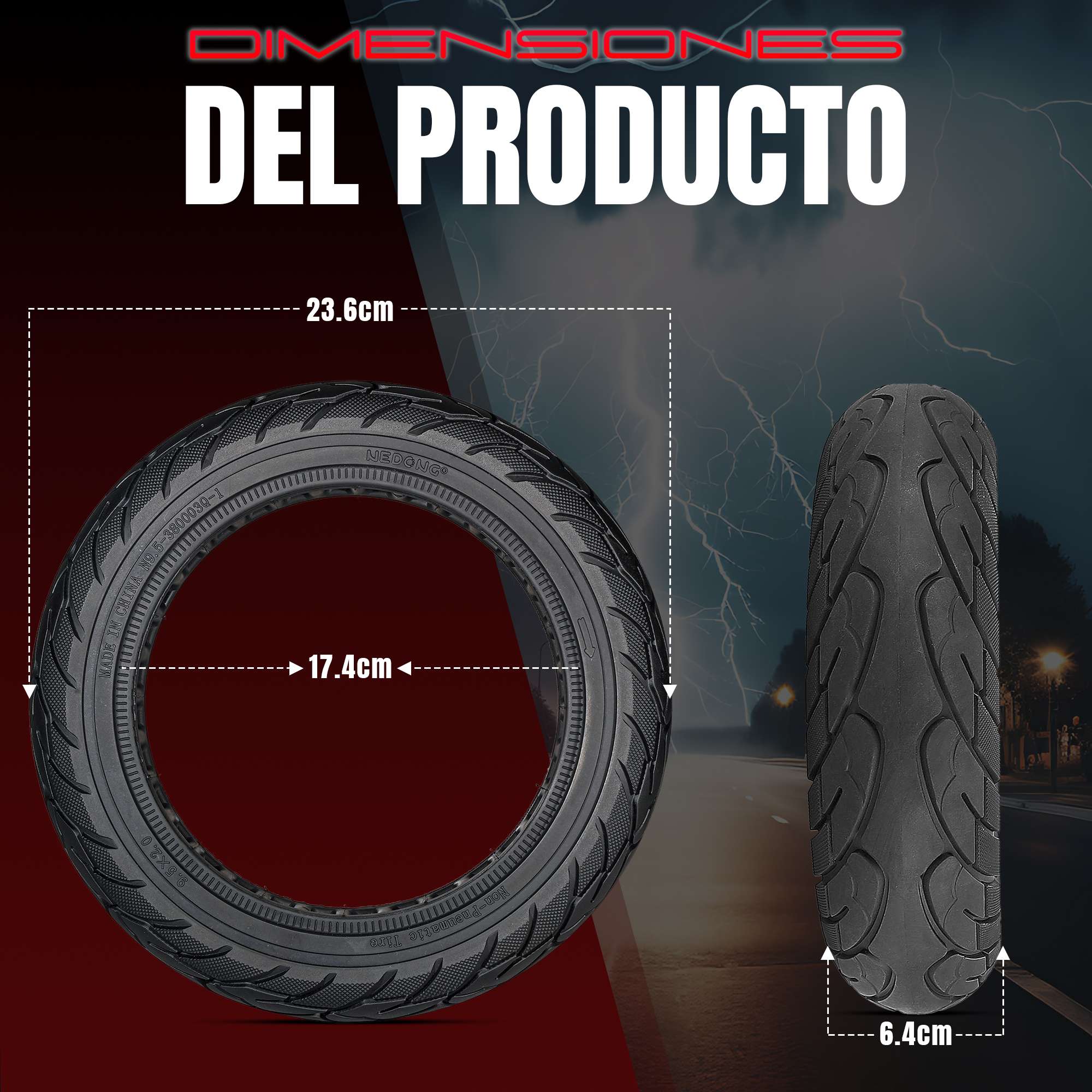 ANSENI Ruedas macizas Ruota Piena 10x2.50 per Xiaomi 4 Pro