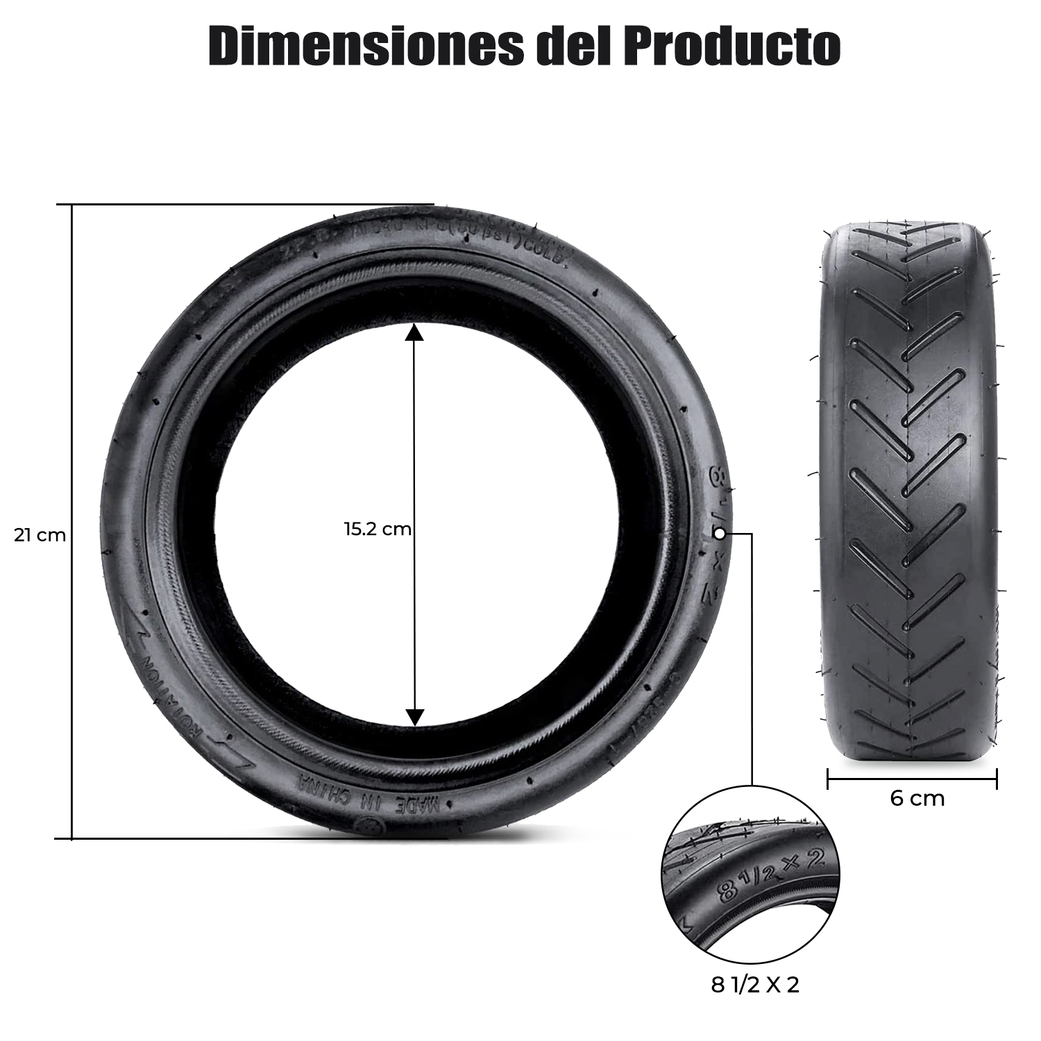 ANSENI Cubiertas Pneumatico 8.5x2 Xiaomi M365 Pro 2 Essential