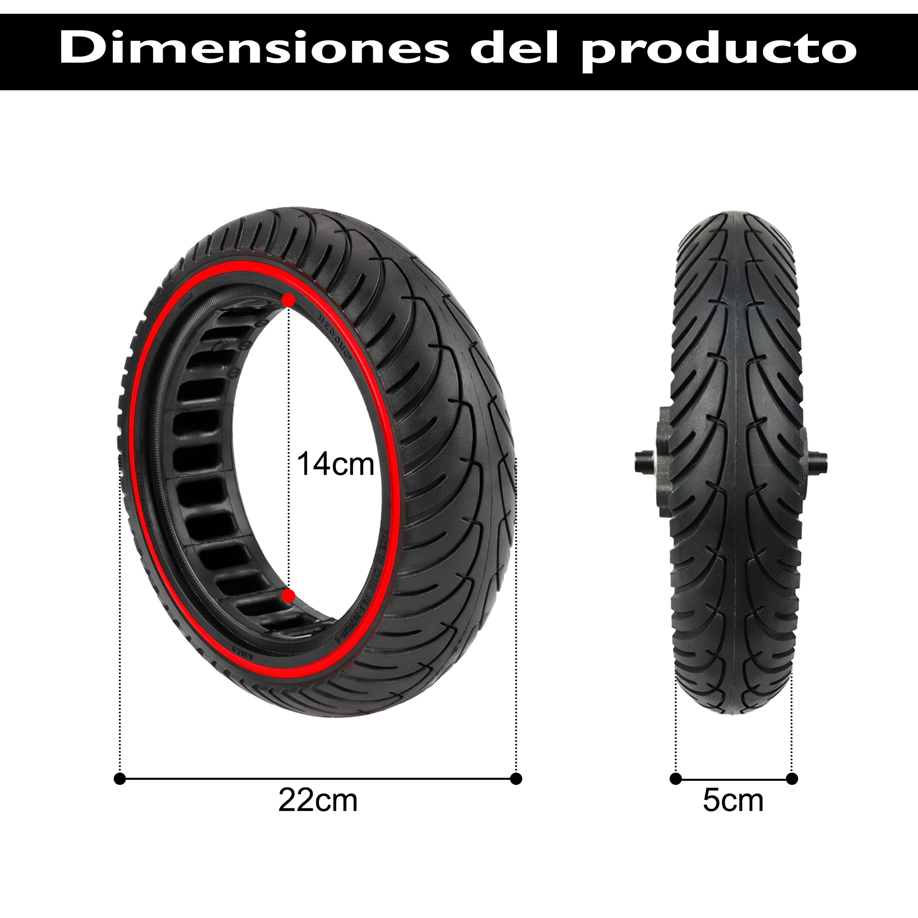ANSENI Ruedas macizas 8.5x2 ruote piene rosse 2 pezzi leggere
