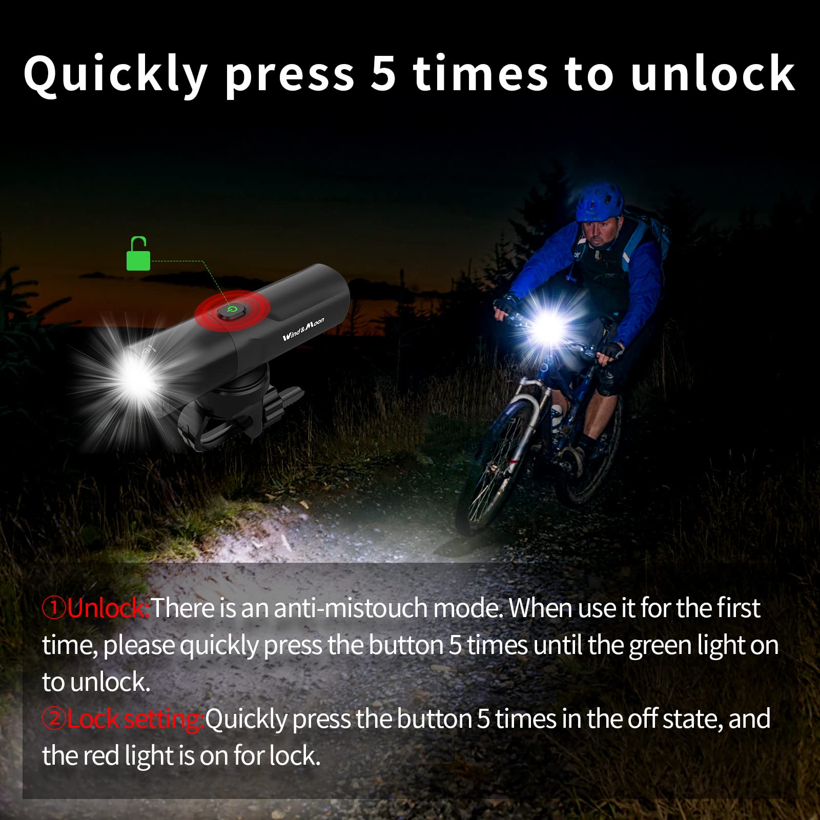 Wind&Moon Bicycle Headlights 800LM faro bici USB 800 lumen