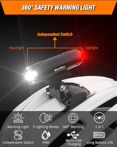 Wind&Moon Luce Casco Bici 2in1 USB IP66 5 Modalità